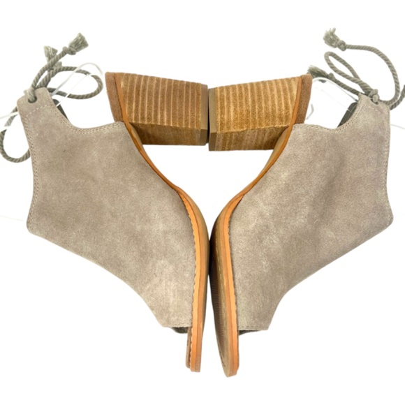 TOMS Women's Elba Desert Taupe Peep Toe Mule Heel Lace Ankle Shootie size 6 - Picture 6 of 15